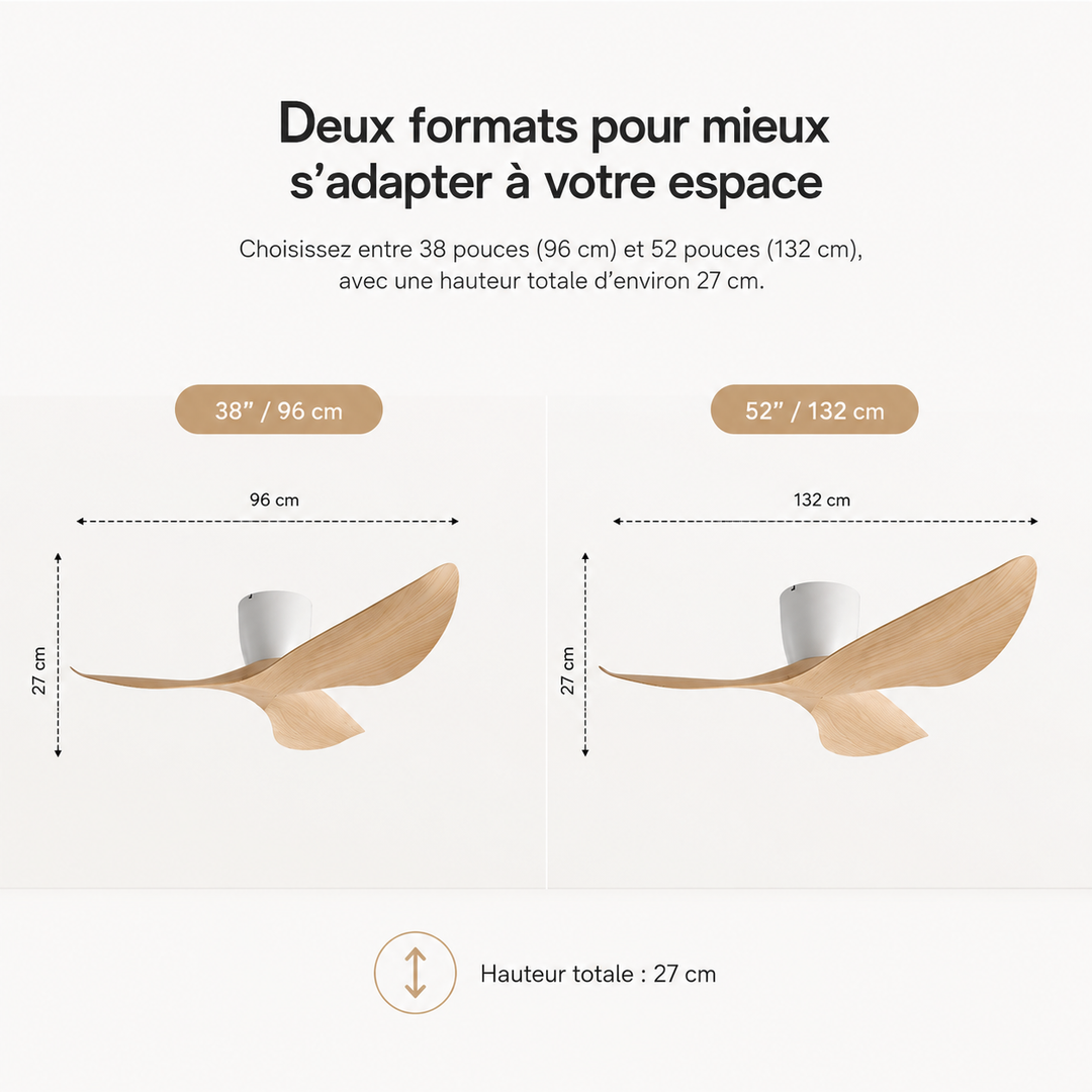 Confort accru avec ce ventilateur de plafond silencieux et moderne, parfait pour la maison.