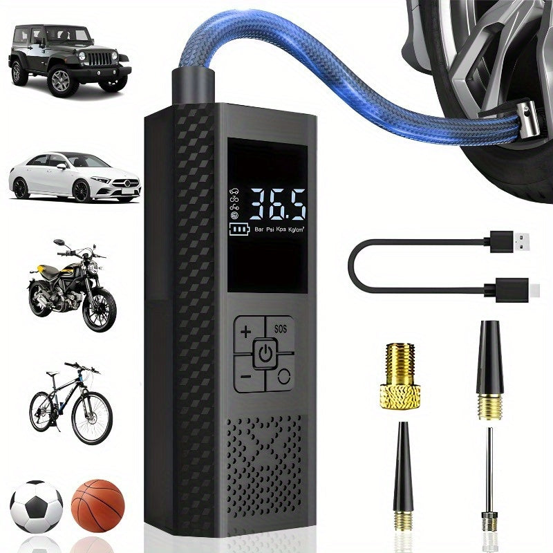 Pompe à pneus portable AirSmart avec écran numérique. Idéale pour gonfler pneus de voiture, vélo, moto.