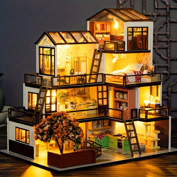 Décoration lumineuse: maison miniature Lichtnest. Kit de construction facile, idéal pour hobbyistes créatifs.
