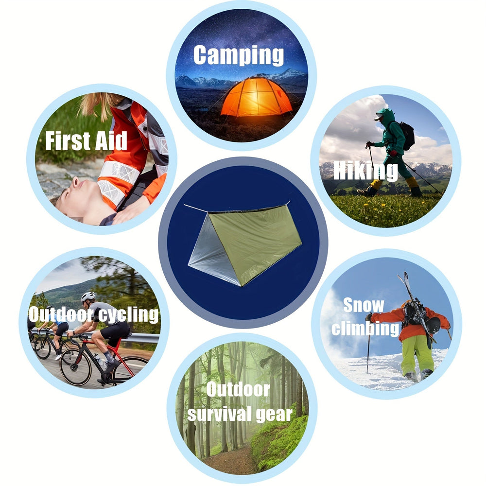 Abri d'urgence isolant et imperméable pour 2. Sécurité en survie, bivouac et extérieur.