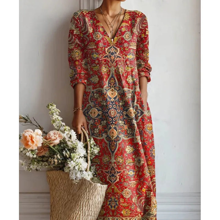 Robe midi femme fluide printemps/été. Manches élégantes, coupe décontractée chic pour un confort optimal.