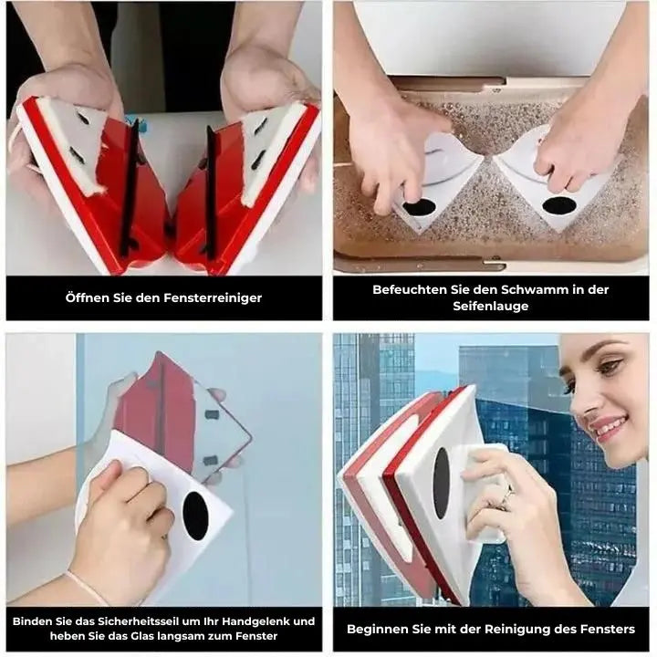 Lave-vitre magnétique double face pour des fenêtres impeccables sans effort, sans traces et en toute sécurité.
