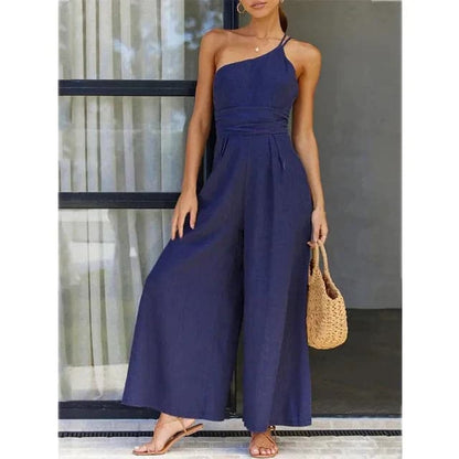 Elegant Jumpsuit - One-Shoulder - Vides Ben - Kvinna