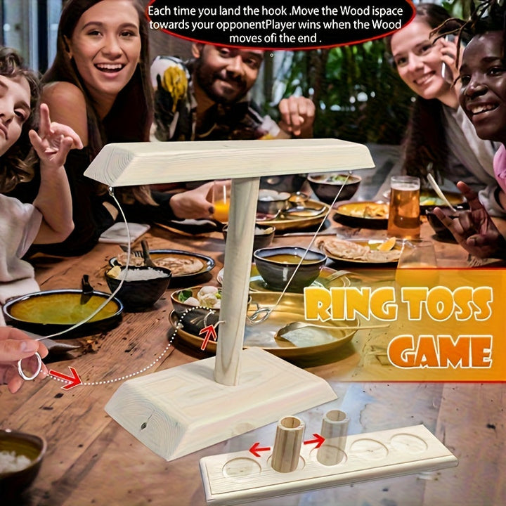 Jeu de lancer d'anneaux en bois durable, plaisir garanti en intérieur comme en extérieur.