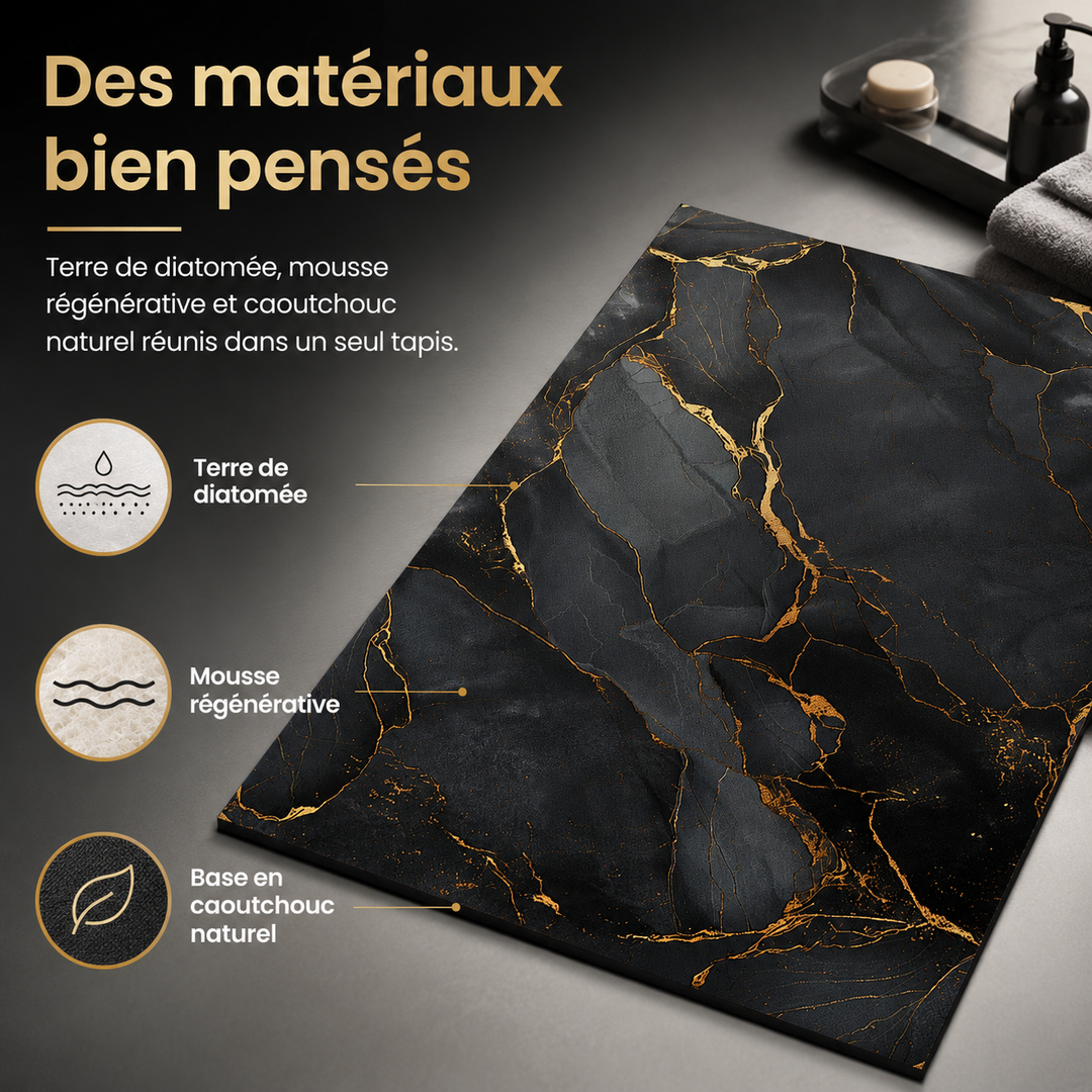 Tapis absorbant DuraMat pour salle de bain. Maintient le sol sec, favorise l'hygiène et le confort.