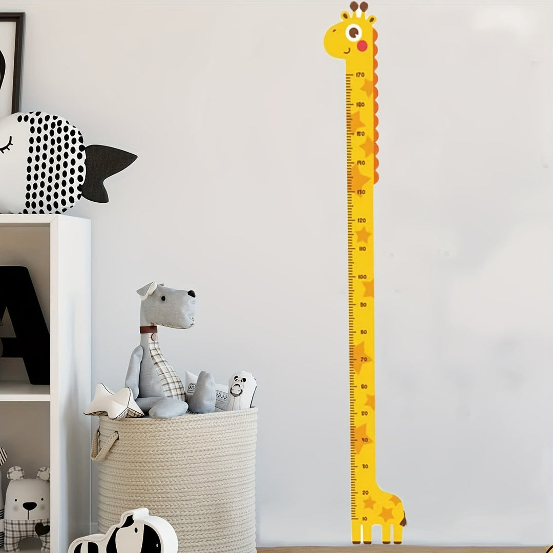 Jeu enfant: Girafe colorée autocollante, mètre de croissance pour mesurer et amuser les enfants.