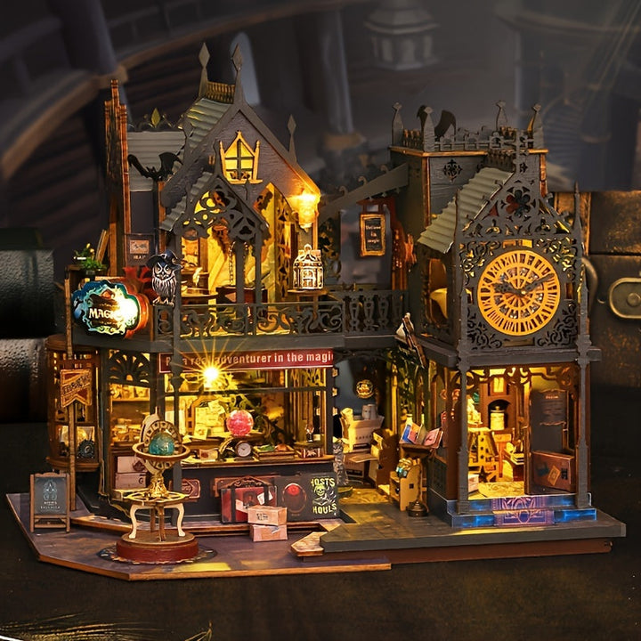 Cadeau original : Puzzle 3D en bois 'Maison de Livres Enchantée' lumineux, une activité relaxante et une décoration.