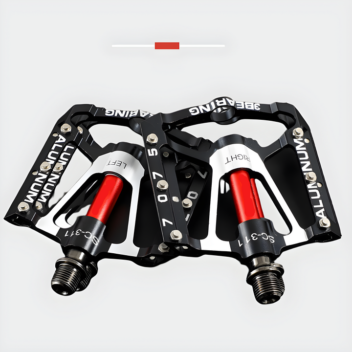 Pédales vélo VTT/route ultralégères en aluminium, antidérapantes pour une performance optimale et sécurité accrue.