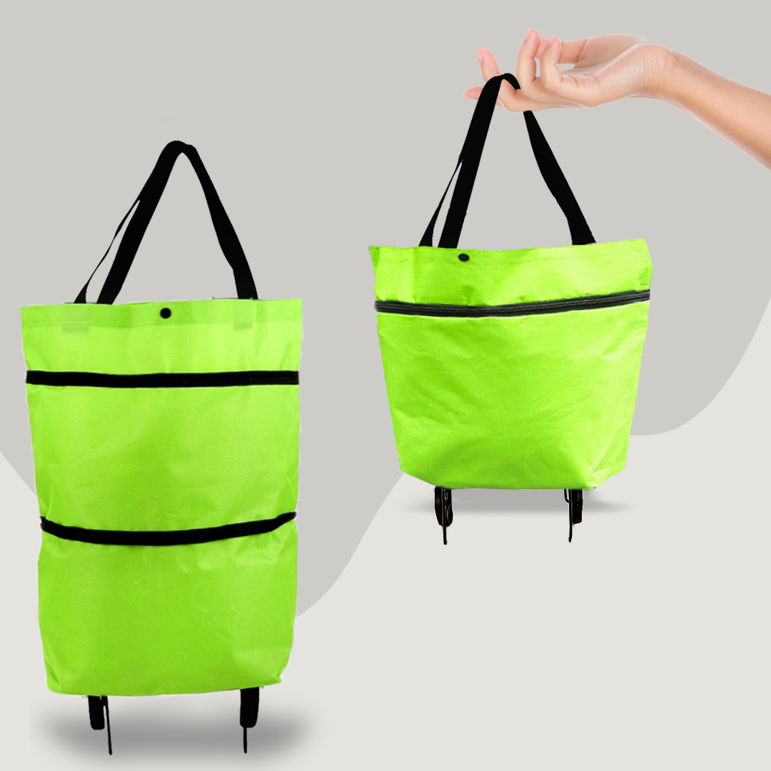Sac de courses unisexe convertible 2-en-1 avec roulettes et poignée, pliable.