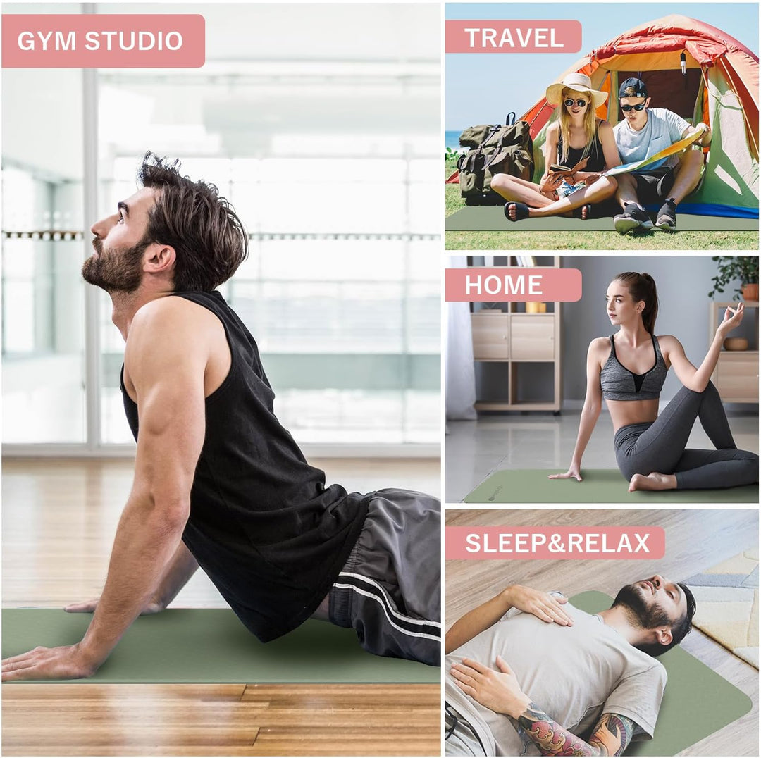 Tapis de yoga pliable TPE, épais et antidérapant, offrant un confort supérieur pour le sport, fitness, yoga, pilates.