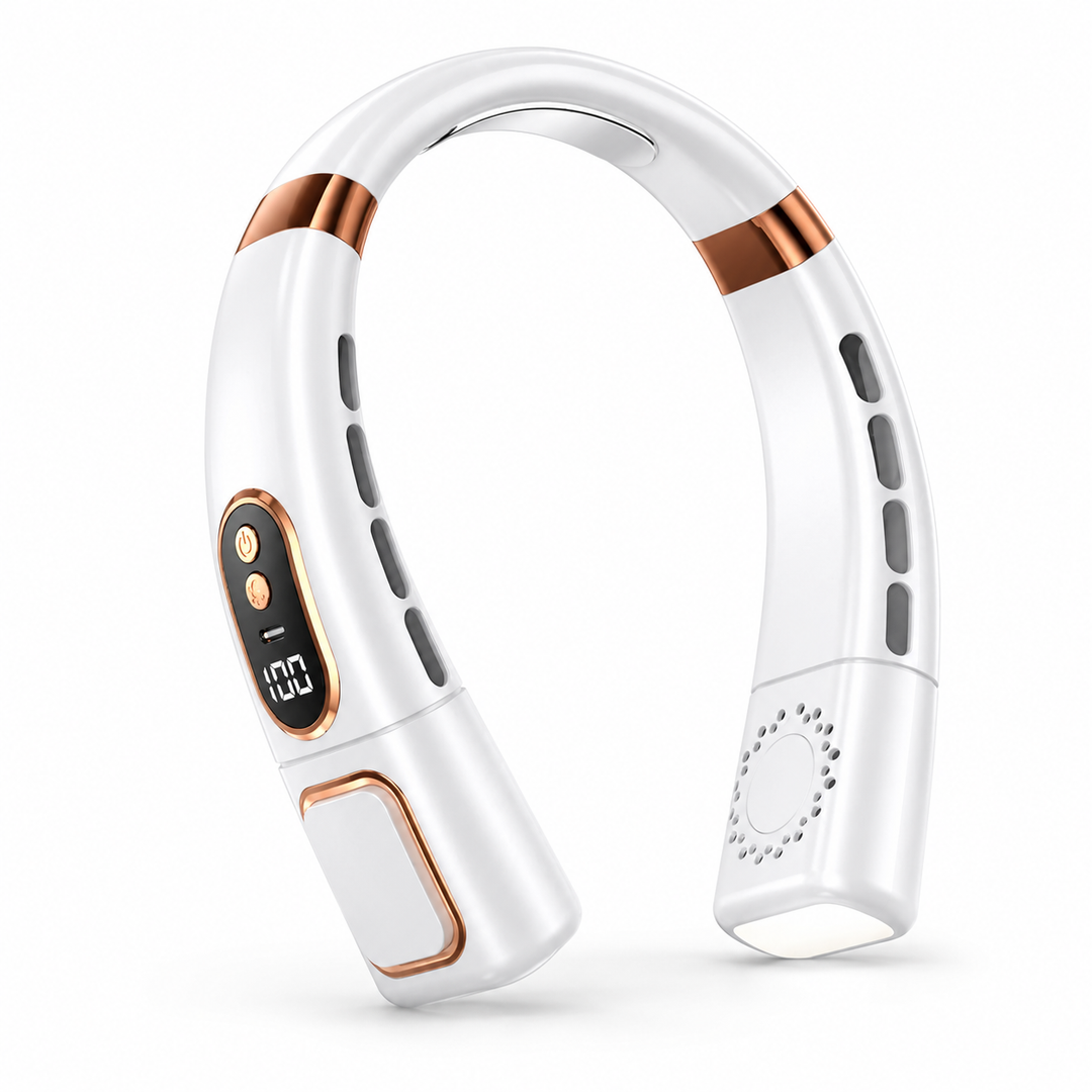 Le compagnon d'été parfait : ventilateur de cou sans fil, léger, ultra-efficace.