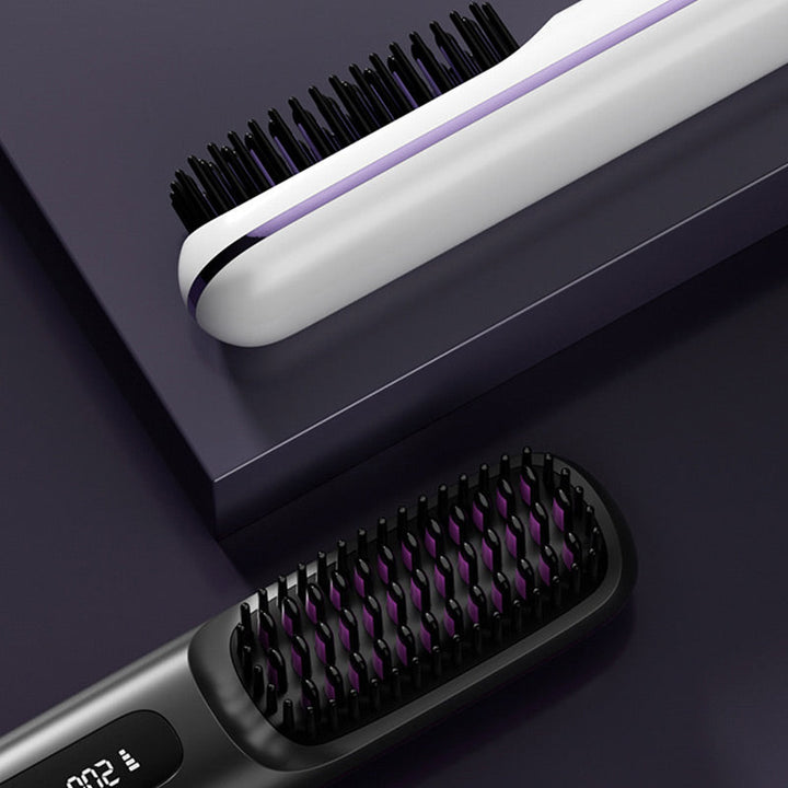 Coiffure rapide: brosse lissante électrique sans fil en céramique pour un lissage parfait.