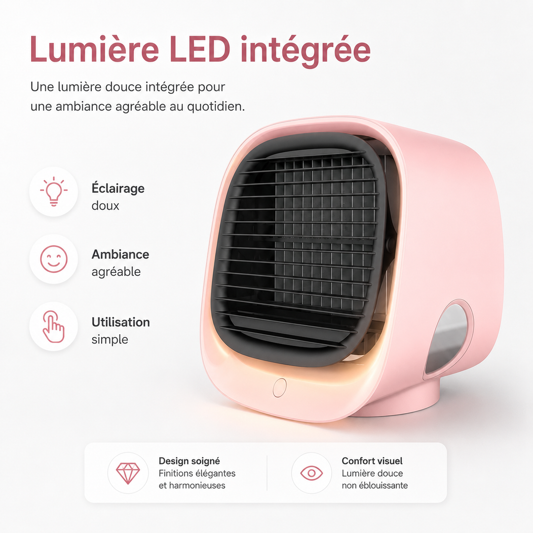 Rafraîchisseur d'air portable pour l'été, compact et puissant pour une fraîcheur partout.