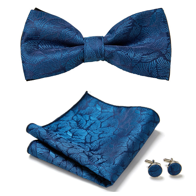 Nœud papillon, pochette et boutons de manchette homme. Accessoires chic pour costume.