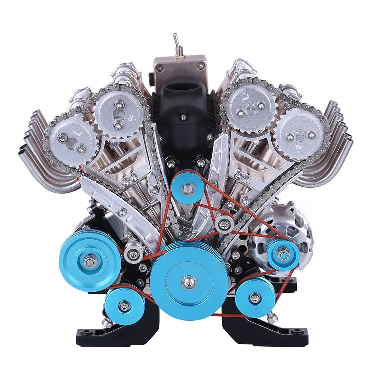 Décoration détaillée d'un moteur V8 classique, parfaite pour ajouter une touche automobile à tout espace.