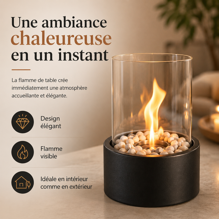 Brasero de table portable, idéal pour la décoration extérieure, crée un éclairage d'ambiance décoratif.