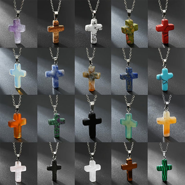 Collier croix pour femme en améthyste naturelle, bijou spirituel élégant pour protection.