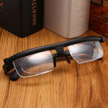 Lunettes ajustables VisiFlex pour une vision optimale près et loin, confortables pour lecture et conduite.