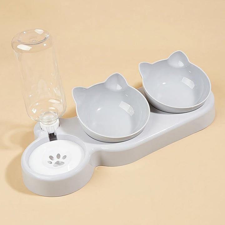 Produit animaux: bols chat surélevés et inclinés avec réservoir d'eau pour une bonne hydratation.
