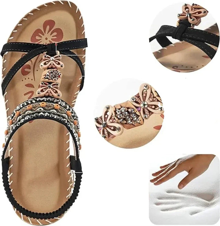 Chaussures d'été femme, sandales confortables avec soutien pour la marche quotidienne.