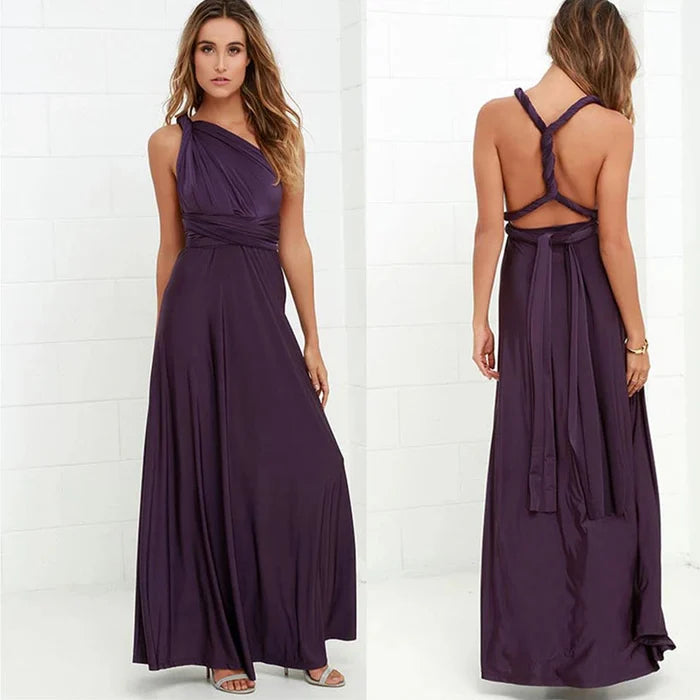 Robe maxi femme fluide, style enveloppant ajustable, parfait pour un confort personnalisé et une élégance décontractée.