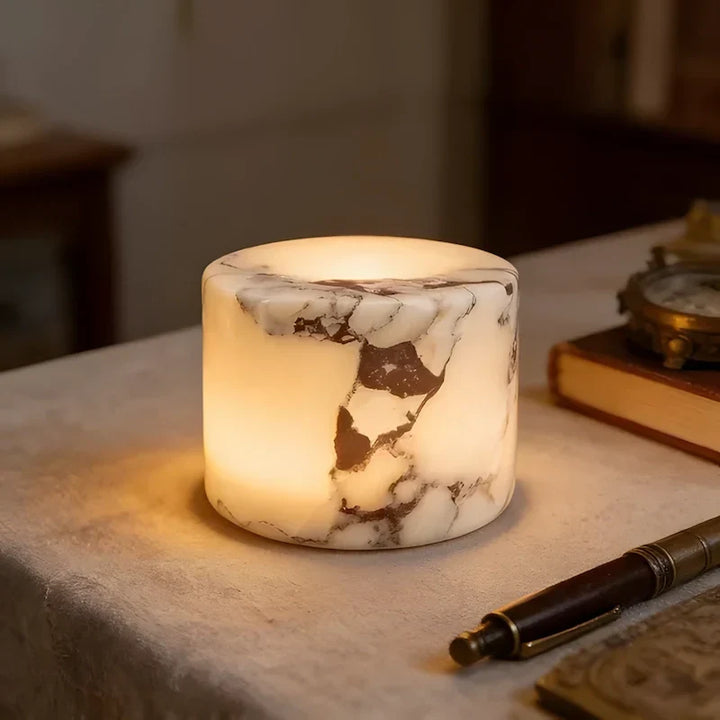Luminaire d'ambiance LED sans fil avec base en marbre, contrôle tactile. Parfait pour décoration intérieure.