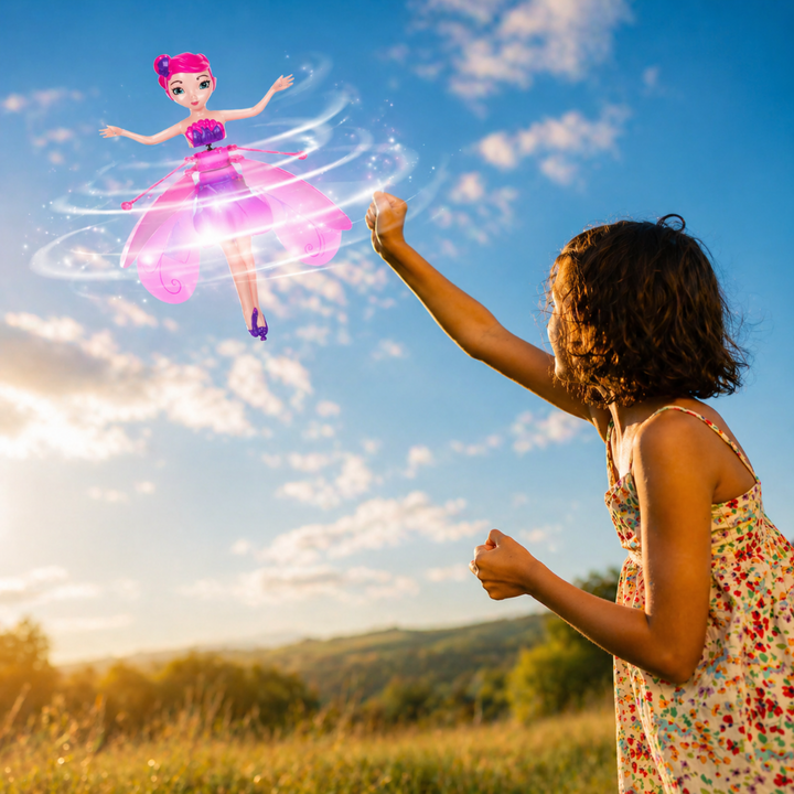 Cadeau enfant: fée volante interactive, jouet lumineux avec lumières LED, parfaite pour l'amusement.