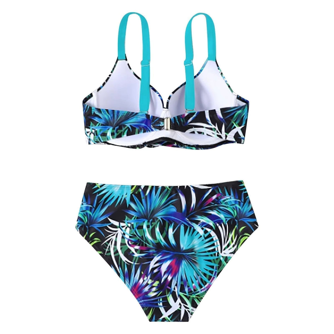 Maillot de bain bikini taille haute femme avec dos élégant et bretelles ajustables. Idéal pour l'été.