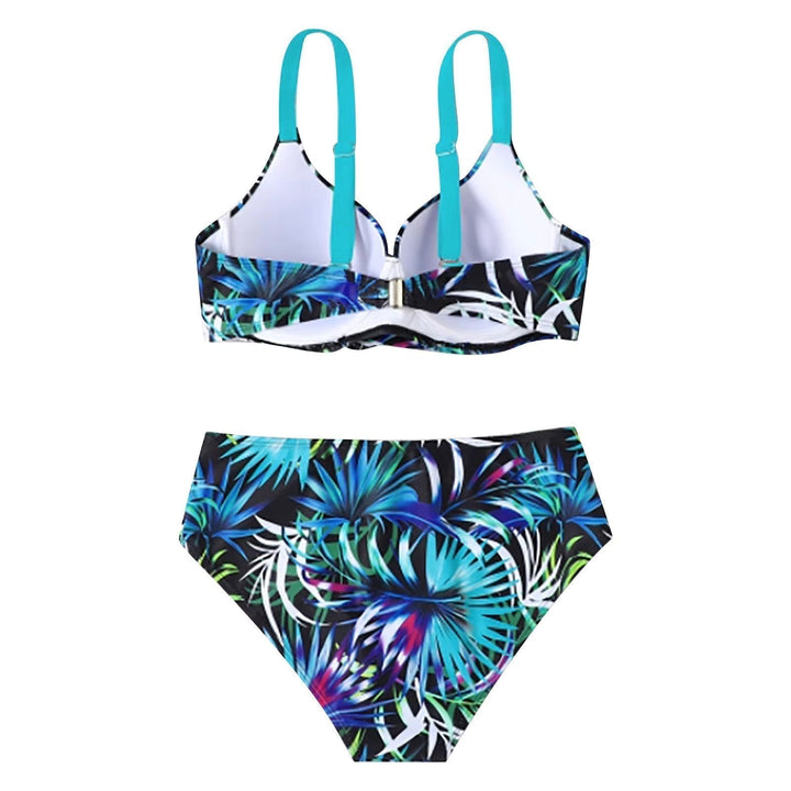 Maillot de bain bikini taille haute femme avec dos élégant et bretelles ajustables. Idéal pour l'été.