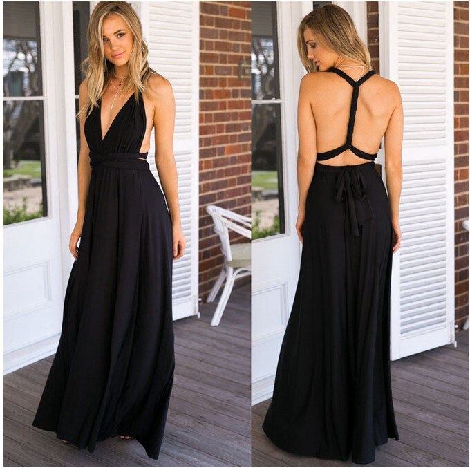 Robe longue élégante et polyvalente pour femme, sans manches. Idéale pour un mariage, soirée ou événement.