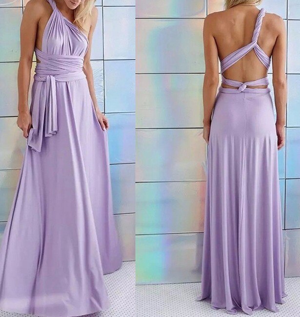 Robe de soirée femme avec dos nu élégant, coupe maxi. Idéale pour les mariages et les grandes occasions.