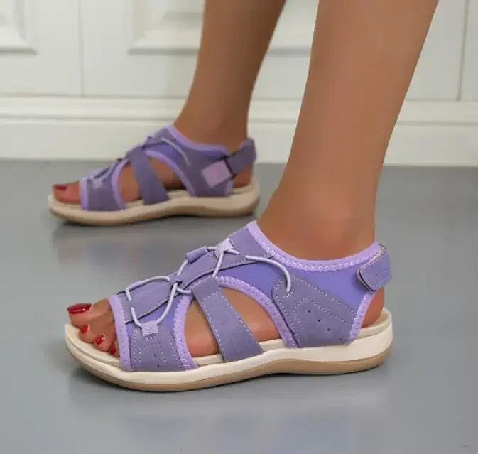 Sandales femme ajustables, bout ouvert, orthopédiques, avec velcro. Confort toute la journée.