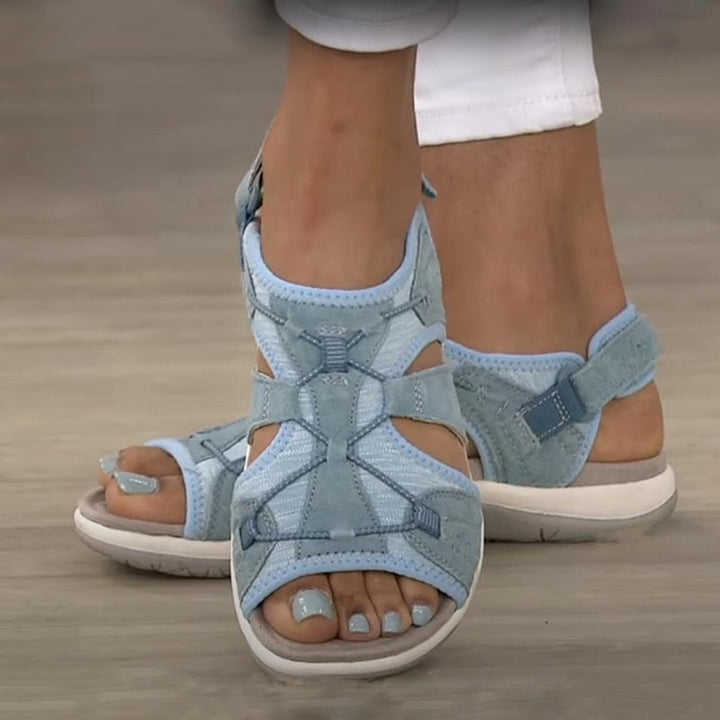 Sandales orthopédiques été pour femme, bout ouvert et velcro. Ajustables pour un confort unique.