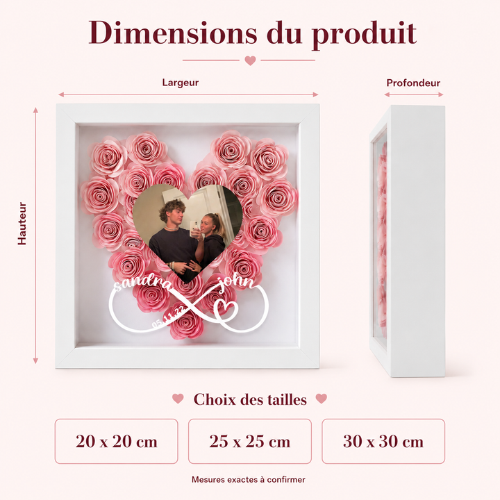 Présent unique : cadre photo cœur sur mesure, cadeau couple original pour anniversaire ou amour.