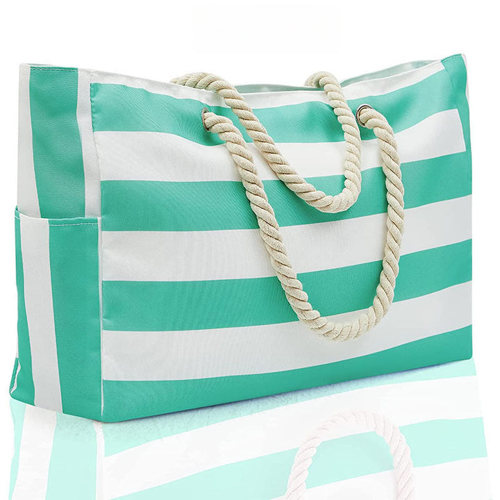 Sac de plage femme rayé élégant, parfait pour le style mode estival et les vacances.