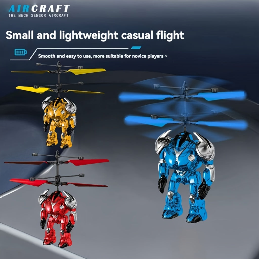 Robot jouet transformable en hélicoptère mecha, action dynamique pour enfant.