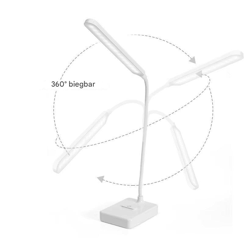 Éclairage de bureau LED flexible et dimmable, parfait pour le travail à domicile et la lecture.