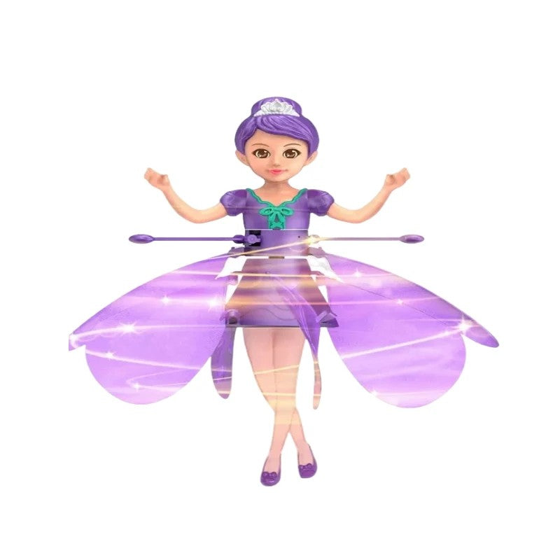 Jouet poupée volante magique s'illuminant, avec contrôle gestuel pour divertir les enfants.