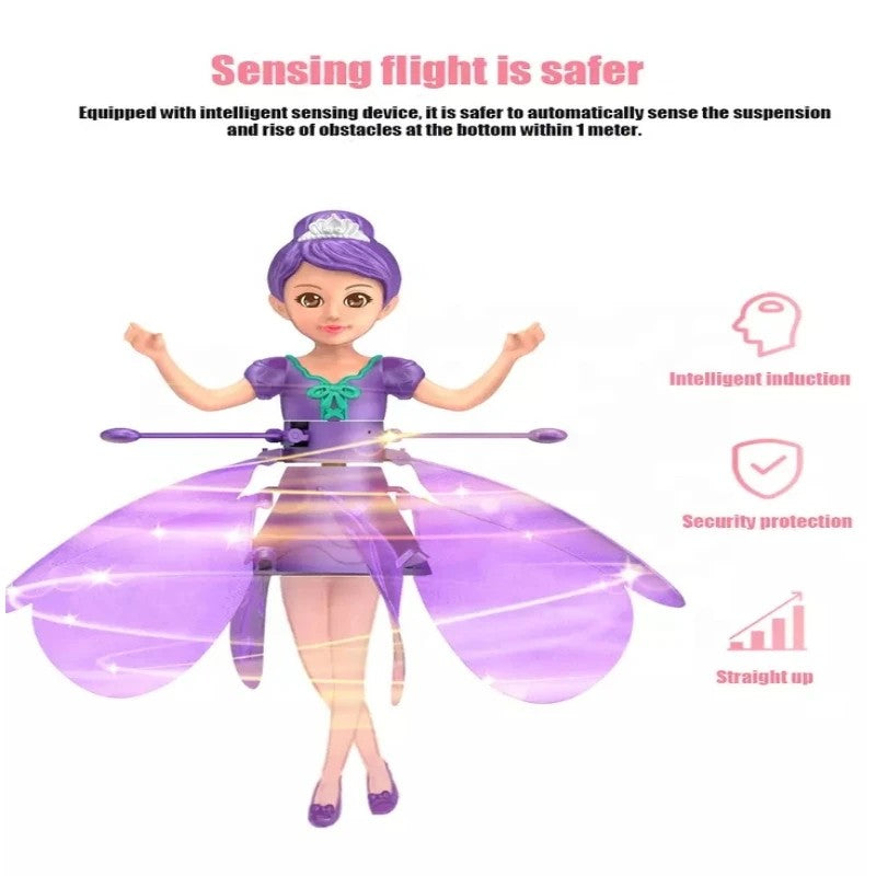 Cadeau enfant idéal : poupée volante lumineuse à contrôle gestuel, pour un jeu interactif.