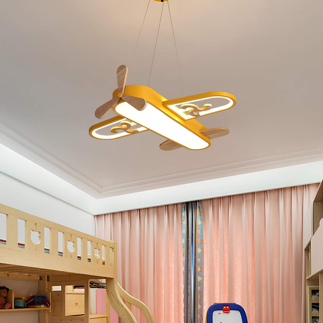 Lumière enfant : suspension LED avion en vol pour chambre, éclairage dimmable, ambiance douce.