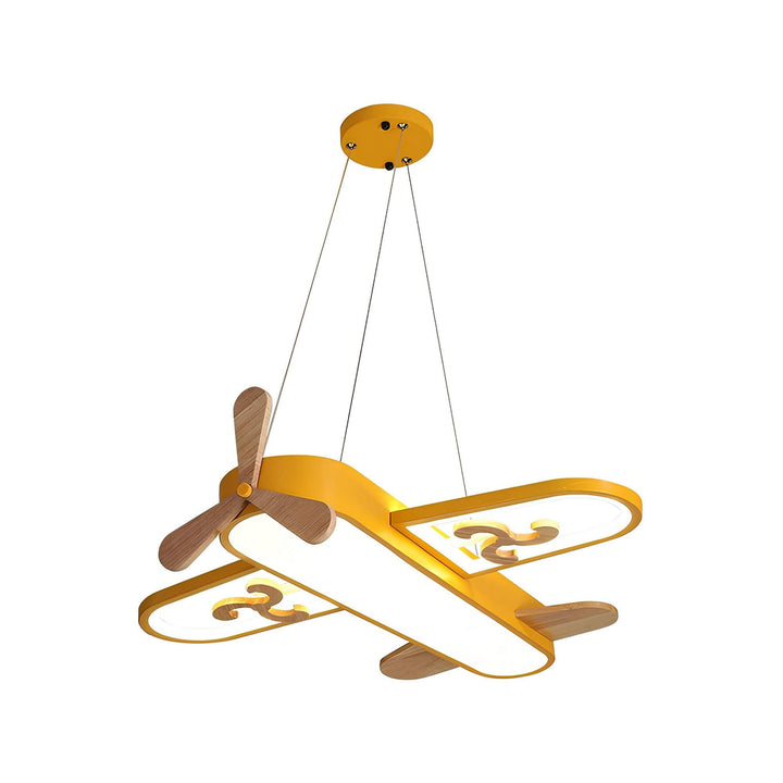 Suspension LED avion enfant design en acrylique, éclairage dimmable et fonctionnel pour chambre.