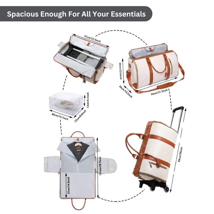 Bagage à main résistant et pratique en cuir végétalien noir. Idéal pour escapades sans frais.