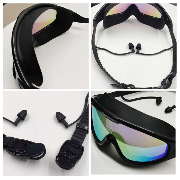 Lunettes de natation confortables pour sports aquatiques, anti-buée et étanches, vision étendue.