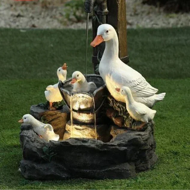 Décoration de jardin solaire LED: statuette lumineuse extérieure en résine, design animalier original.