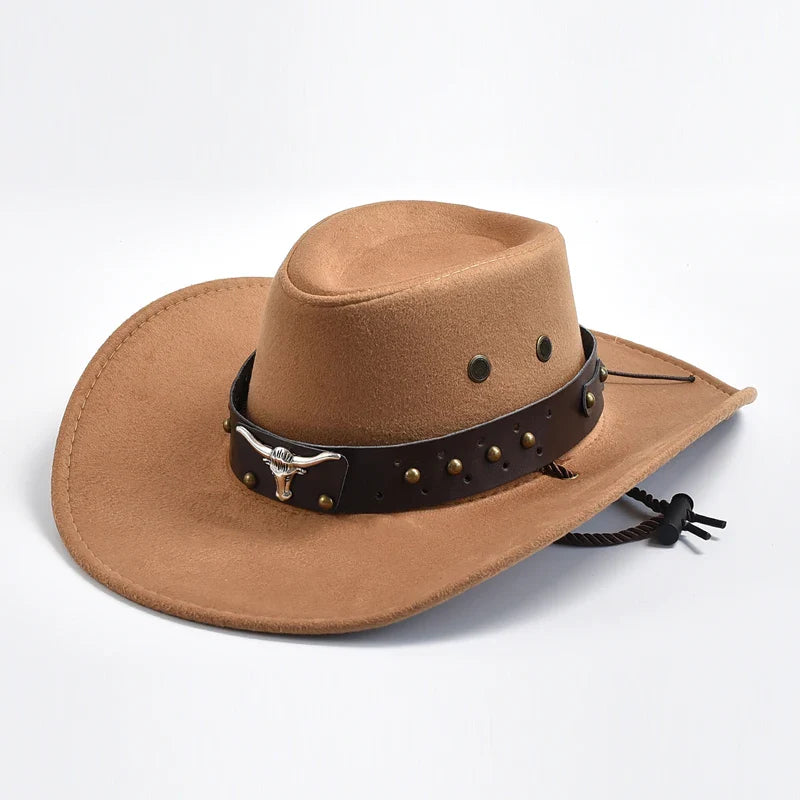 Chapeau de cow-boy classique avec jugulaire tressée ajustable, parfait pour l'aventure et un confort optimal.