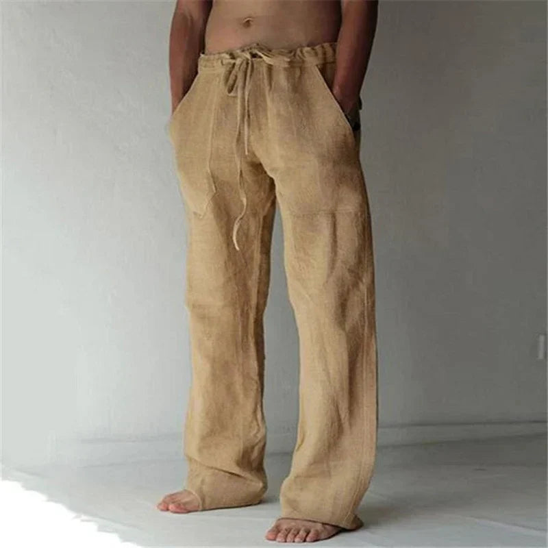Tissu léger en lin : pantalon ample pour homme, garantissant fraîcheur et confort pour l'été décontracté et élégant.