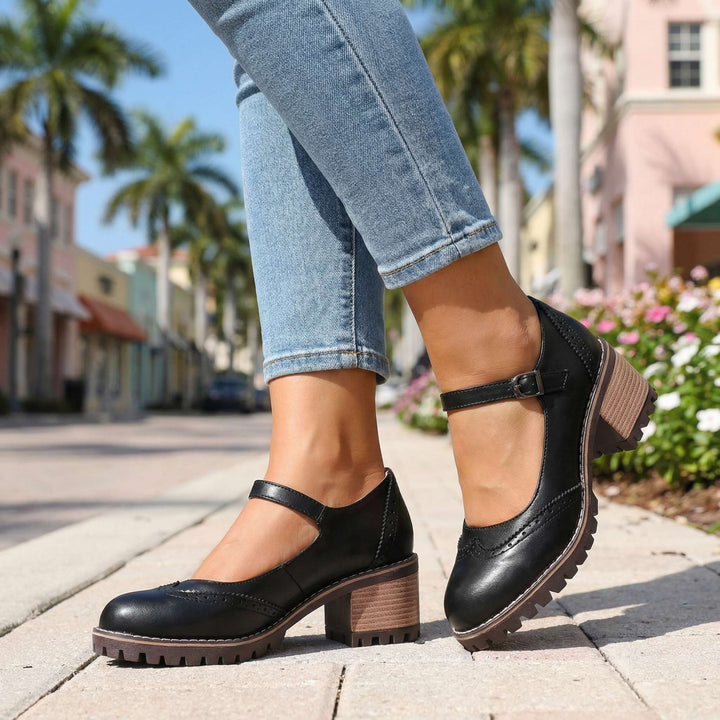 Chaussures femme Mary Jane style vintage, idéales pour l'élégance quotidienne et le confort.
