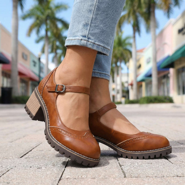 Mary Jane confortables femme pour automne printemps, bout rond et design rétro intemporel.