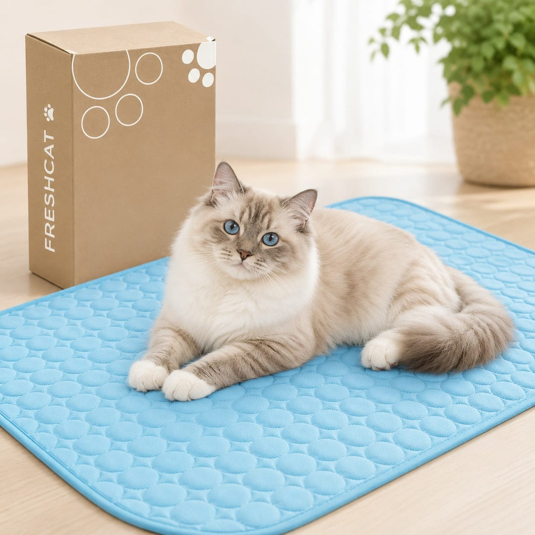Tapis rafraîchissant pour chat, apportant confort et fraîcheur à votre compagnon durant l'été.