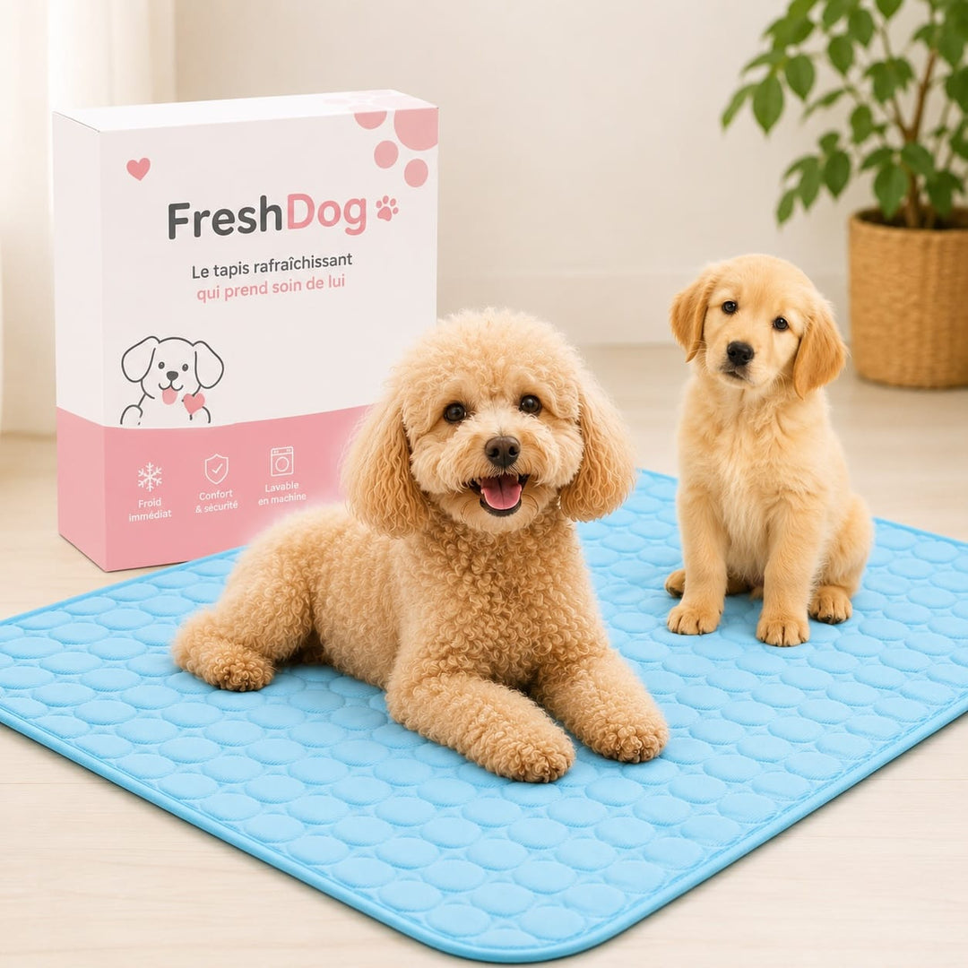 Tapis rafraîchissant pour chien, soulage efficacement la chaleur estivale de votre animal de compagnie. Confort assuré.